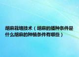 胡麻栽培技术（胡麻的播种条件是什么胡麻的种植条件有哪些）