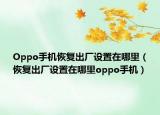 Oppo手机恢复出厂设置在哪里（恢复出厂设置在哪里oppo手机）