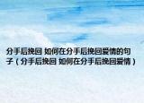 分手后挽回 如何在分手后挽回爱情的句子（分手后挽回 如何在分手后挽回爱情）