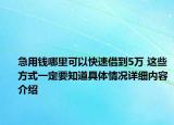 急用钱哪里可以快速借到5万 这些方式一定要知道具体情况详细内容介绍