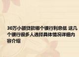 30万小额贷款哪个银行利息低 这几个银行很多人选择具体情况详细内容介绍