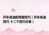 开车省油的驾驶技巧（开车省油技巧 十二个技巧分享）