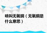 啥叫无氧铜（无氧铜是什么意思）