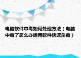 电脑软件中毒如何处理方法（电脑中毒了怎么办运用软件快速杀毒）