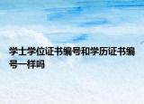 学士学位证书编号和学历证书编号一样吗