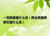 一双两美是什么肖（两全其美两家欢是什么肖）