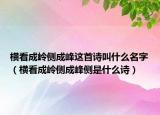 横看成岭侧成峰这首诗叫什么名字（横看成岭侧成峰侧是什么诗）