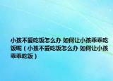 小孩不爱吃饭怎么办 如何让小孩乖乖吃饭呢（小孩不爱吃饭怎么办 如何让小孩乖乖吃饭）