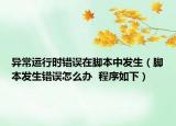 异常运行时错误在脚本中发生（脚本发生错误怎么办  程序如下）
