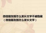 微信朋友圈怎么发长文字不被隐藏（微信朋友圈怎么发长文字）