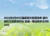 2022年9月05日最新相关报道消息 国内油价五连跌或终结 加满一箱油将多花9到10元