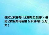 住房公积金有什么用处怎么用?（住房公积金如何使用 公积金有什么好处）