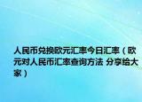 人民币兑换欧元汇率今日汇率（欧元对人民币汇率查询方法 分享给大家）