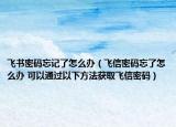 飞书密码忘记了怎么办（飞信密码忘了怎么办 可以通过以下方法获取飞信密码）