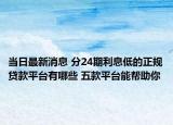 当日最新消息 分24期利息低的正规贷款平台有哪些 五款平台能帮助你