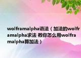 wolframalpha语法（加法的wolframalpha求法 教你怎么用wolframalpha算加法）