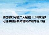 哪些银行可查个人征信 以下银行都可提供服务具体情况详细内容介绍