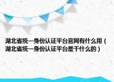 湖北省统一身份认证平台官网有什么用（湖北省统一身份认证平台是干什么的）