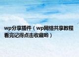 wp分享插件（wp网络共享教程 看完记得点击收藏哟）