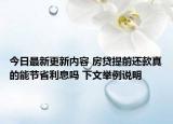 今日最新更新内容 房贷提前还款真的能节省利息吗 下文举例说明