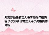 外交部新任发言人毛宁亮相详细内容 外交部新任发言人毛宁亮相具体介绍