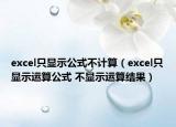 excel只显示公式不计算（excel只显示运算公式 不显示运算结果）