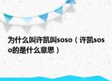 为什么叫许凯叫soso（许凯soso的是什么意思）