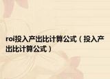 roi投入产出比计算公式（投入产出比计算公式）