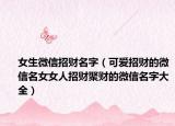 女生微信招财名字（可爱招财的微信名女女人招财聚财的微信名字大全）