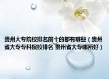 贵州大专院校排名前十的都有哪些（贵州省大专专科院校排名 贵州省大专哪所好）