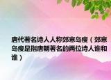 唐代著名诗人人称郊寒岛瘦（郊寒岛瘦是指唐朝著名的两位诗人谁和谁）