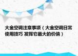 大金空调注意事项（大金空调日常使用技巧 发挥它最大的价值）