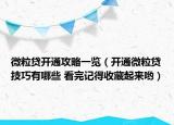 微粒贷开通攻略一览（开通微粒贷技巧有哪些 看完记得收藏起来哟）