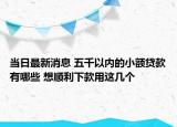 当日最新消息 五千以内的小额贷款有哪些 想顺利下款用这几个