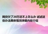 网贷欠了20万还不上怎么办 试试这些办法具体情况详细内容介绍