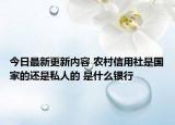 今日最新更新内容 农村信用社是国家的还是私人的 是什么银行