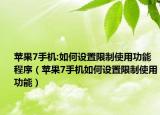 苹果7手机:如何设置限制使用功能程序（苹果7手机如何设置限制使用功能）