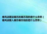 春风送暖送屠苏的屠苏指的是什么意思（春风送暖入屠苏屠苏指的是什么意思）