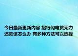 今日最新更新内容 招行闪电贷无力还款该怎么办 有多种方法可以选择
