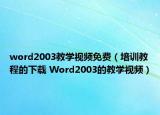 word2003教学视频免费（培训教程的下载 Word2003的教学视频）