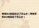 苹果6id密码忘记了怎么办（苹果手机6id密码忘了怎么办）