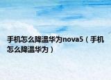 手机怎么降温华为nova5（手机怎么降温华为）