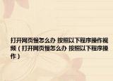 打开网页慢怎么办 按照以下程序操作视频（打开网页慢怎么办 按照以下程序操作）