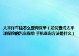 太平洋车险怎么查询保单（如何查询太平洋保险的汽车保单 手机查询方法是什么）