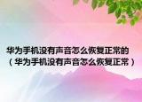 华为手机没有声音怎么恢复正常的（华为手机没有声音怎么恢复正常）