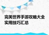 完美世界手游攻略大全 实用技巧汇总