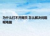 为什么打不开网页 怎么解决问题呢电脑