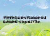 手把手教你如懿传手游自动升级辅助攻略教程 快来get以下信息