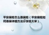 平安保险怎么退保险（平安保险如何退保详细方法分享给大家）