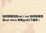 如何获取百度api（api 如何使用百度api store 快来get以下信息）